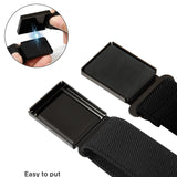 Three black elastic stretch kids belts with magnetic buckle closures by AWAYTR, adjustable for waist sizes 15 to 28 inches - view 2