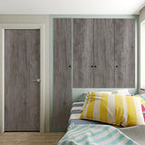 Roll of QIMAY grey wood grain peel-and-stick contact paper showing realistic matte wood texture, 15.7 by 78.7 inches - view 5
