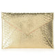 SKINN Gold Faux Python Envelope Clutch Bag 8x5.5" – Metallic Gold