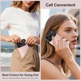Hiandier rose gold PU leather wallet flip case for iPhone 17 Pro with card slots and magnetic closure shown closed and open - view 8