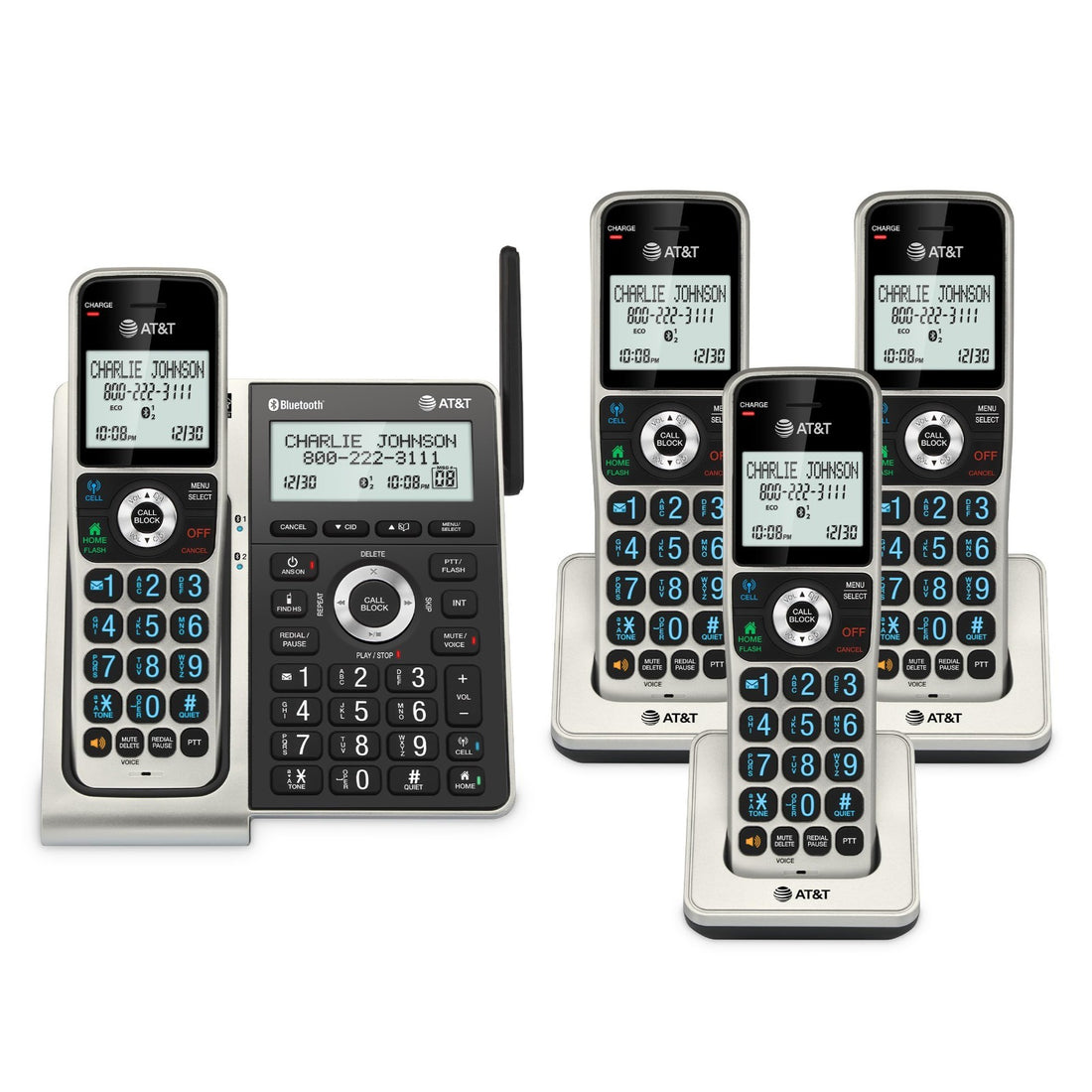 AT&amp;T BL3107-4 DECT 6.0 4-Handset Cordless Phone Bluetooth Call Blocker Titanium by AT&amp;T
