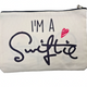 I'm A Swiftie Zippered Cosmetic Pouch – Off-White Canvas Makeup Bag