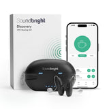 Soundbright Discovery black RIC Bluetooth hearing aids with rechargeable charging case, pair for both ears