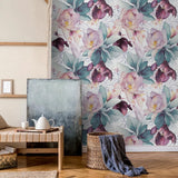 MuralPeel Peel and Stick Wallpaper – Purple Pink Anemone Floral, 29 Sqft – Open Box — view 2 of 7