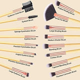 DUAIU 16-piece pink eyeshadow brush set with bamboo handles and button-closure travel bag on white background - view 2