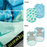 Two Fitwarm small dog cooling shirts in sky blue and mint green with marine starfish and turtle print, UPF 50+ sun protection - view 3