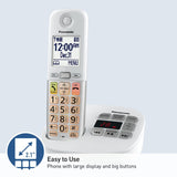 Panasonic KX-TGU430W white cordless phone with large 2.1-inch display and oversized buttons for seniors - view 4