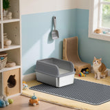 Grey Powools double-layer EVA cat litter mat 46x35 inches with honeycomb trapping surface and waterproof backing - view 8