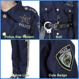Kids dark blue police officer costume set size S with hat, badge belt, handcuffs, walkie talkie and whistle included - view 5