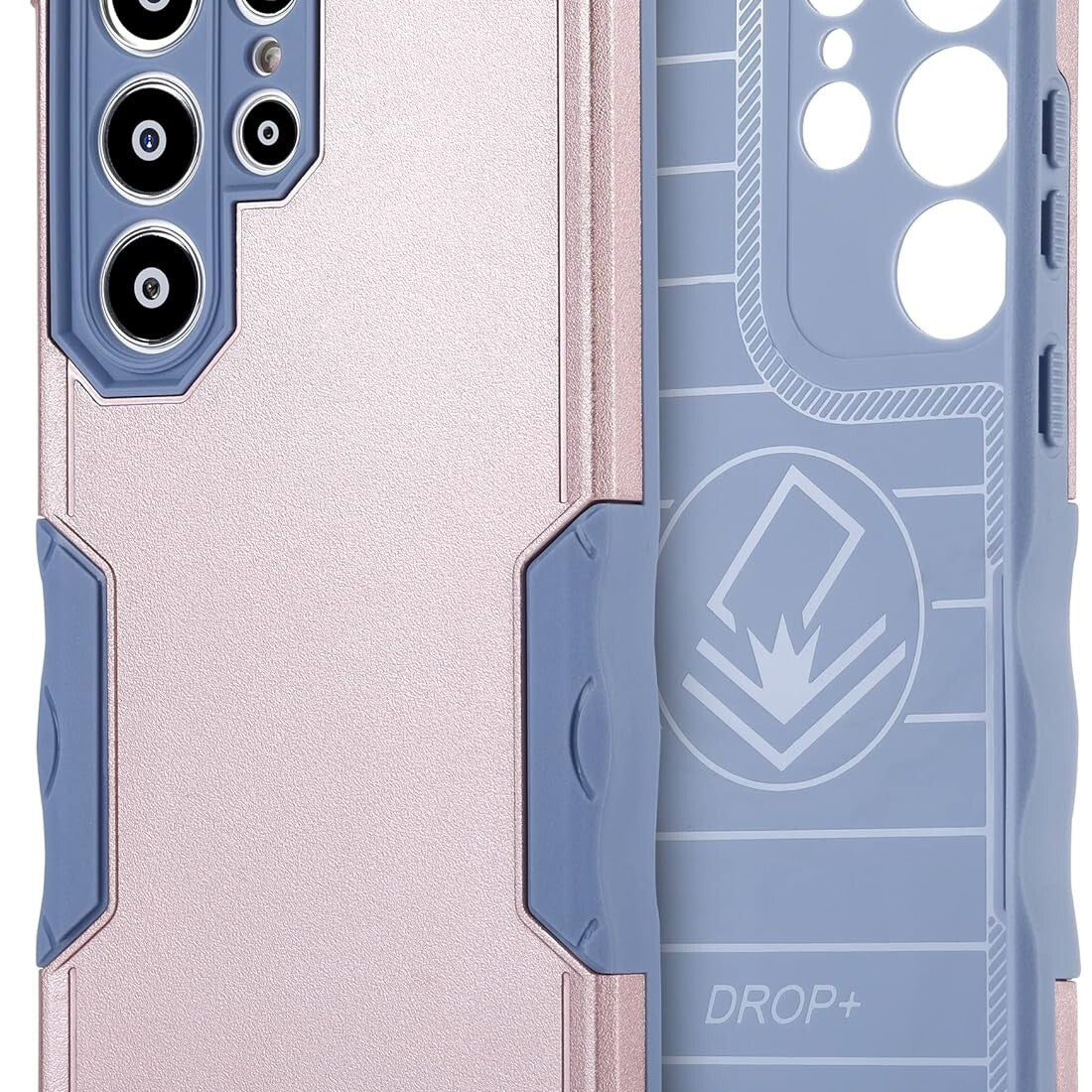 Pink dual-layer TPU and polycarbonate protective case for Samsung Galaxy S23 Ultra with textured grip and raised camera bezel