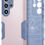 Pink dual-layer TPU and polycarbonate protective case for Samsung Galaxy S23 Ultra with textured grip and raised camera bezel
