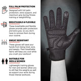 DMoose Fitness black and silver workout gloves with wrist wrap support and palm padding, size medium, for weightlifting - view 2