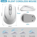 cimetech Wireless Silent Optical Mouse – 1600 DPI, 6-Button Ergonomic White — view 2 of 6