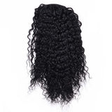 viviaBella 10 inch afro kinky curly drawstring ponytail hair extension in natural black with two claw clips - view 2