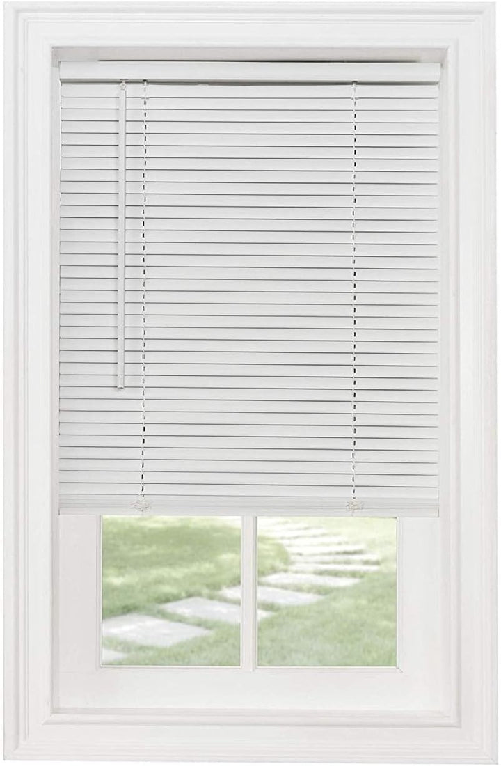 Classic Touch white cordless 1-inch mini blind 21 wide by 64 long with wand control for outside mount window