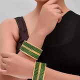 Jewar 24-Piece Dark Green Gold Indian Bollywood Bangle Bracelet Set — view 2 of 8