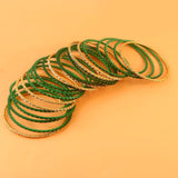 Jewar 24-Piece Dark Green Gold Indian Bollywood Bangle Bracelet Set — view 8 of 8
