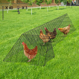 VEVOR black metal chicken tunnel coop run 157.5 inches long with waterproof silver cover and ground stakes for backyard poultry - view 8