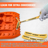 Pair of orange YATOINTO 4x4 off-road recovery traction boards with storage bag and nylon straps on white background - view 5