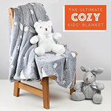 Grey fleece throw blanket with glow-in-the-dark stars and moons pattern, 50x60 inches, folded on white background - view 5