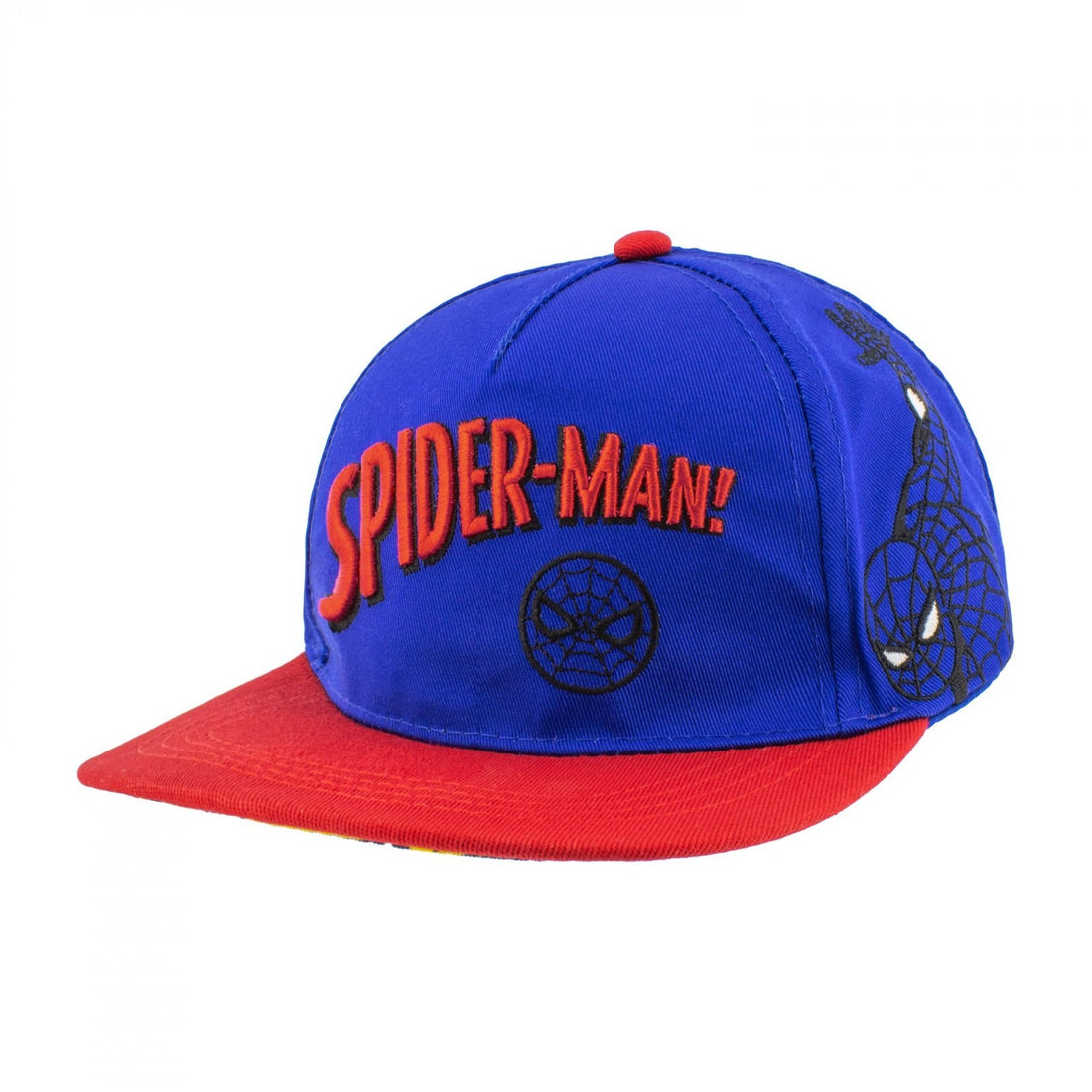 Boys multicolor Spider-Man comic art pull-on hat with under brim graphic detail, 100% cotton twill construction