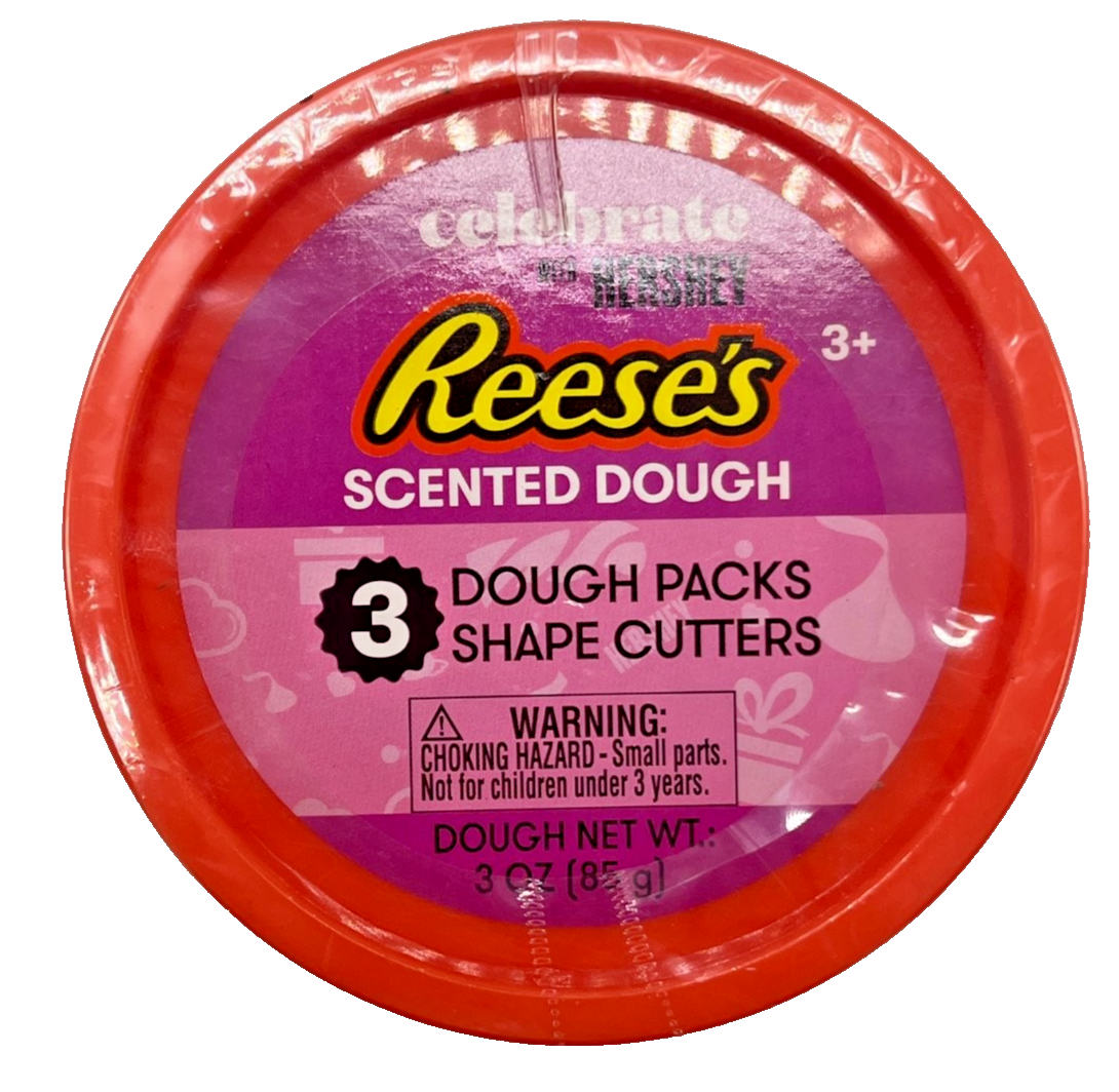 Reese's scented dough 3-pack with shape cutters, peanut butter chocolate scented kids craft sensory toy set