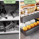 Black carbon steel pull-out cabinet organizer with 4 compartments, 20.87 inches wide, adhesive nano film mounting, polished finish - view 7
