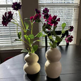 Two red ceramic gourd-shaped bud vases in coordinating heights by Room Essentials, styled on a shelf for floral decor - view 5