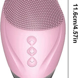 Pink Farsaw silicone facial cleansing brush with heated eye massager attachment, USB rechargeable, waterproof design - view 8