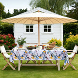 Rectangular floral waterproof tablecloth 60x104 inches with zippered umbrella hole on outdoor patio dining table - view 6