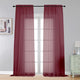 LeCloud Burgundy Sheer Voile Rod Pocket Curtain Panels 40"x108" – Set of 2