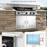 VEVOR stainless steel 30x21 inch flush mount BBQ access door with louvered vents and ergonomic handles for outdoor kitchen - view 4