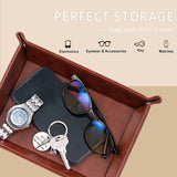 Brown PU leather valet tray embossed with Best Husband Ever text, matching keychain, and gift bag on display - view 3