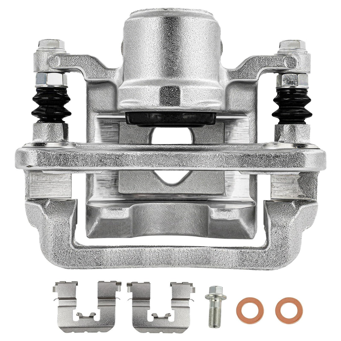 SCITOO rear right brake caliper with mounting bracket, silver powder-coated finish, 42mm single piston, fits Hyundai Santa Fe Kia Sorento
