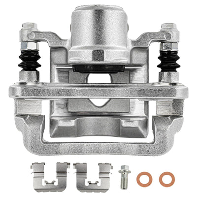 SCITOO rear right brake caliper with mounting bracket, silver powder-coated finish, 42mm single piston, fits Hyundai Santa Fe Kia Sorento