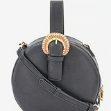 Urban Expressions black synthetic leather crossbody bag with gold hardware, zip closure, and adjustable shoulder strap - view 3