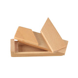 Ahyuan 5-inch handmade beech wood secret opening puzzle box with hidden compartment, brown finish, closed view - view 5