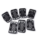 Seven-piece black honeycomb mesh grille insert set with chrome trim for 2019-2023 Jeep Cherokee front bumper - view 4