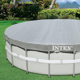 Intex 28041E gray round pool cover with rope tie for 18ft Ultra XTR frame above ground pool - view 2