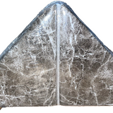 Set of 2 triangle marble bookends in dark gray and white stone pattern with gold accent corners, 5x5x7.25 inches - view 3