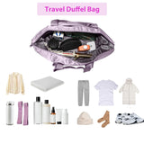 FLOCURE purple nylon yoga mat bag with shoe compartment and wet pocket, front view showing zipper pockets and mat strap - view 3