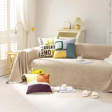 VClife Chenille Chair Slipcover 71x71 – Anti-Slip Washable Beige Tassel Cover — view 7 of 8