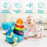 Popsunny multicolor dinosaur musical crawling toy with stackable rings, rattle, and teether for babies 6–12 months - view 6