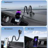 Apps2Car 13-inch gooseneck long arm car dashboard phone mount with carbon fiber finish and suction cup base - view 7