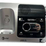 AT&T BL102-2 DECT 6.0 cordless phone handset and base unit in silver and black with backlit display - view 3