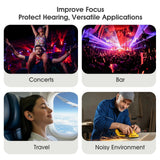 Vosaf SE-01 black silicone noise cancelling ear plugs with 6 eartip sizes and compact carrying case for sleeping - view 3