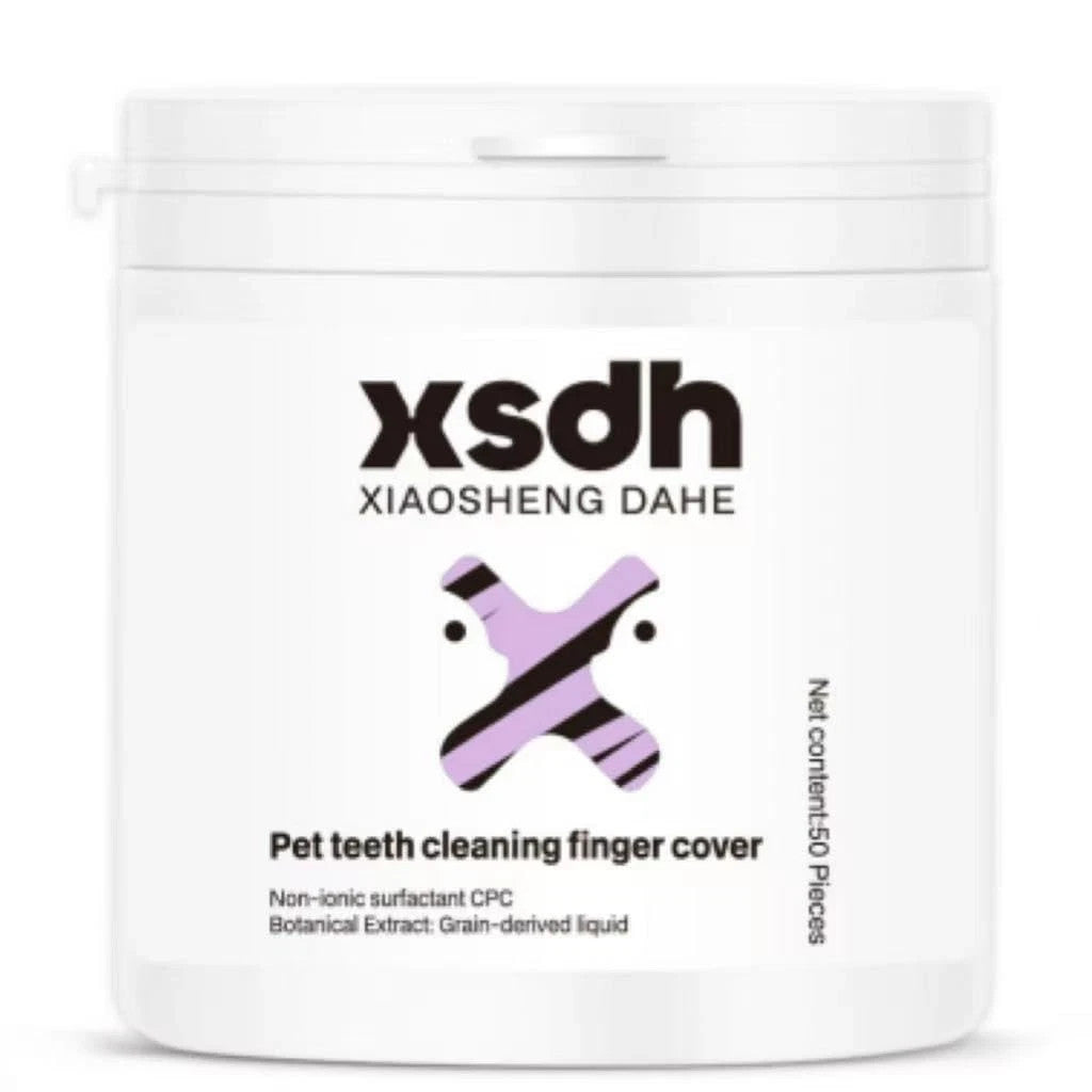 XSDH pet dental finger wipes in resealable pouch for dogs and cats, dual-sided no-rinse plaque remover wipes