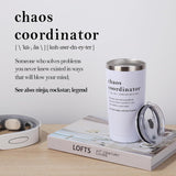 White 20oz Docik Chaos Coordinator insulated stainless steel tumbler with clear flip-top lid for women - view 6