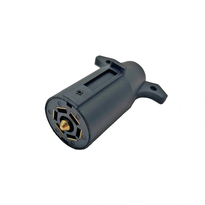 MECMO black 7-way round RV-style splice-in male end trailer plug connector with reinforced nylon housing and wiring harness
