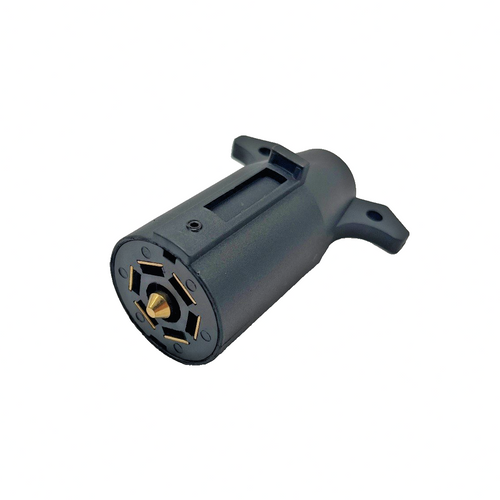 MECMO black 7-way round RV-style splice-in male end trailer plug connector with reinforced nylon housing and wiring harness